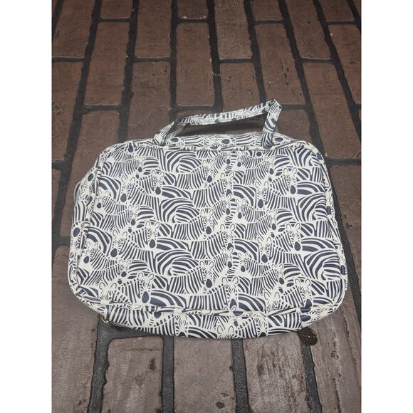 Zebra Print Dabney Lee Cosmetic Toiletry Bag Travel Accessory Hangup - Picture 1 of 6